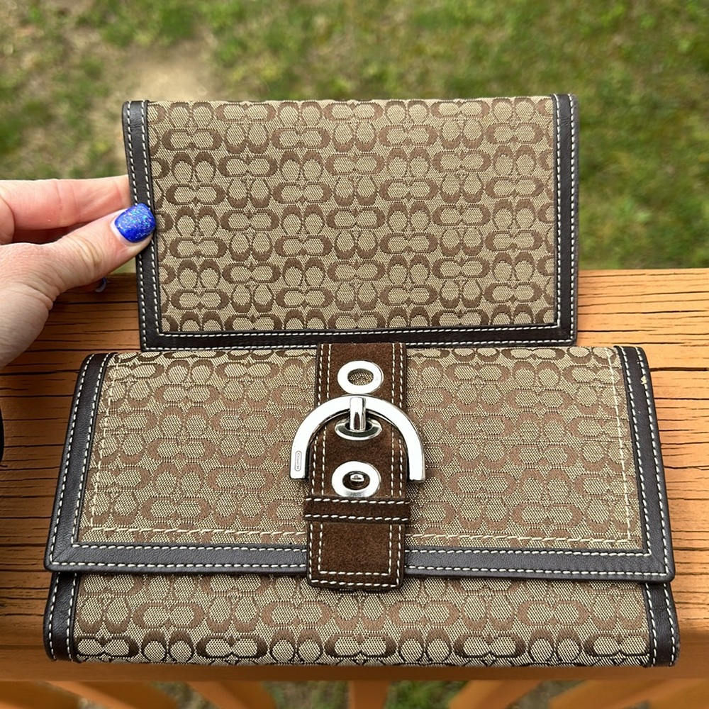 Coach Brown and Tan Wallet Set